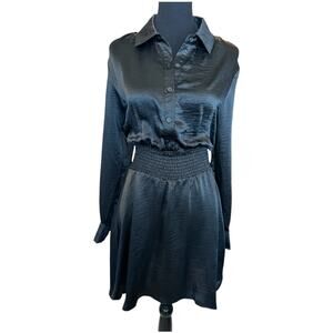 New ~ STEVE MADDEN ~ Women's Black Long Sleeve Smocked Mini Dress Size Small